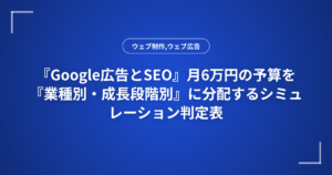 『Google広告とSEO』月6万円の予算を『業種別・成長段階別』に分配するシミュレーション判定表