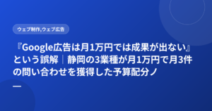 『Google広告は月1万円では成果が出ない』という誤解|静岡の3業種が月1万円で月3件の問い合わせを獲得した予算配分ノウハウ
