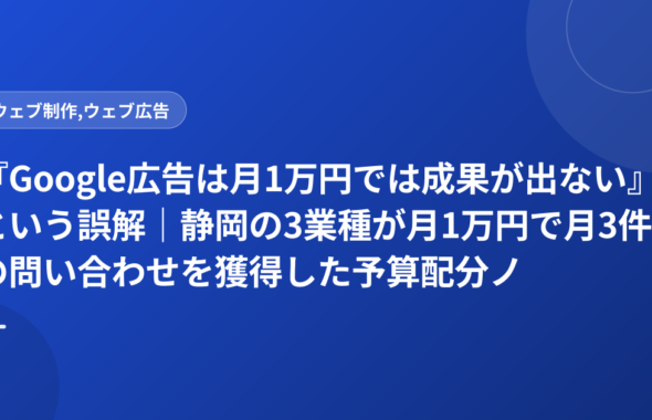 『Google広告は月1万円では成果が出ない』という誤解｜静岡の3業種が月1万円で月3件の問い合わせを獲得した予算配分ノウハウ
