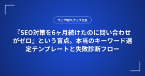 『SEO対策を6ヶ月続けたのに問い合わせがゼロ』という盲点。本当のキーワード選定テンプレートと失敗診断フロー