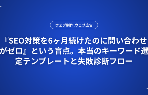 『SEO対策を6ヶ月続けたのに問い合わせがゼロ』という盲点。本当のキーワード選定テンプレートと失敗診断フロー
