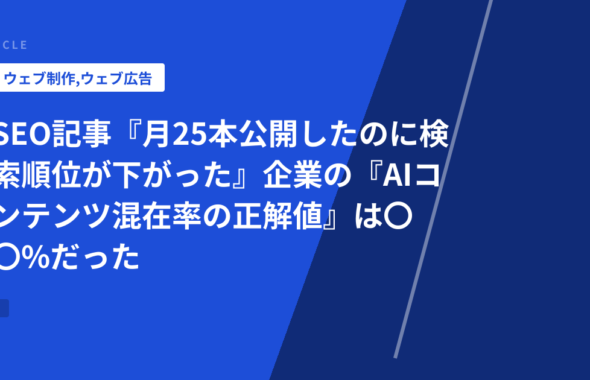 SEO記事『月25本公開したのに検索順位が下がった』企業の『AIコンテンツ混在率の正解値』は〇〇%だった