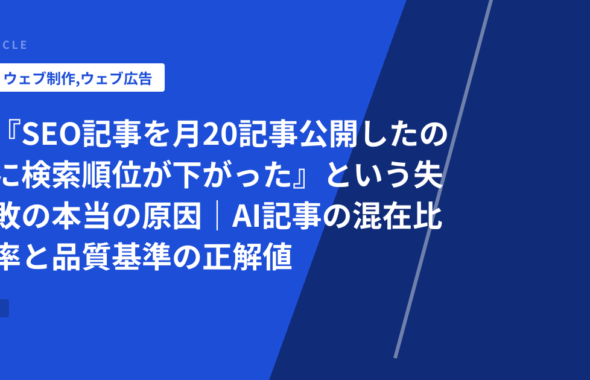 『SEO記事を月20記事公開したのに検索順位が下がった』という失敗の本当の原因｜AI記事の混在比率と品質基準の正解値