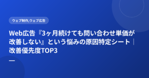 Web広告『3ヶ月続けても問い合わせ単価が改善しない』という悩みの原因特定シート|改善優先度TOP3