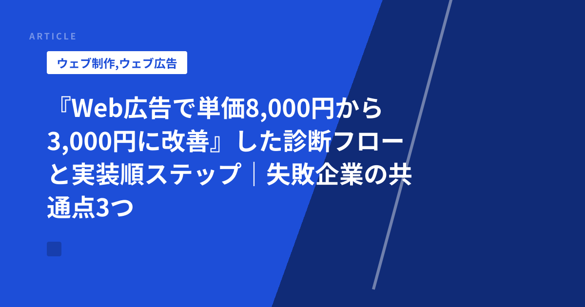 『Web広告で単価8,000円から3,000円に改善』した診断フローと実装順ステップ｜失敗企業の共通点3つ