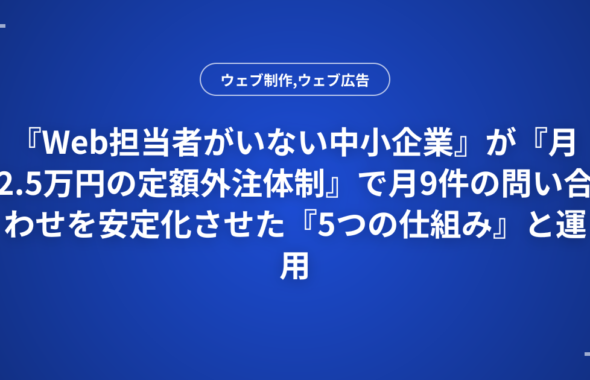 『Web担当者がいない中小企業』が『月2.5万円の定額外注体制』で月9件の問い合わせを安定化させた『5つの仕組み』と運用フロー図解