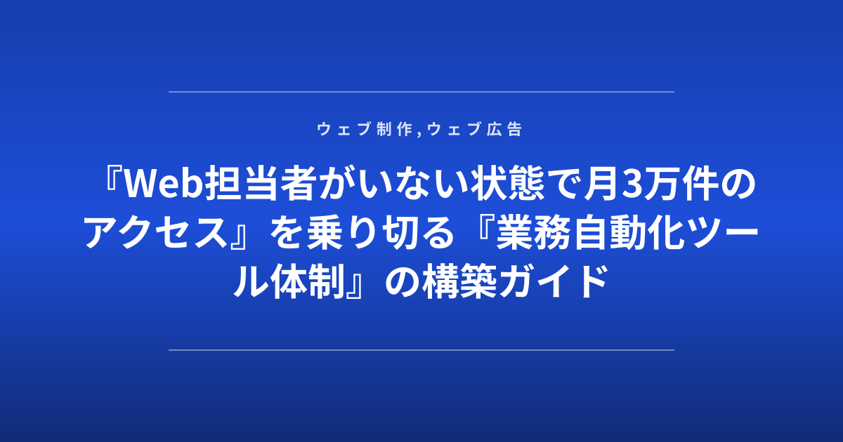 『Web担当者がいない状態で月3万件のアクセス』を乗り切る『業務自動化ツール体制』の構築ガイド