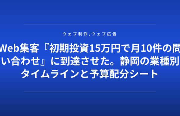 Web集客『初期投資15万円で月10件の問い合わせ』に到達させた。静岡の業種別タイムラインと予算配分シート