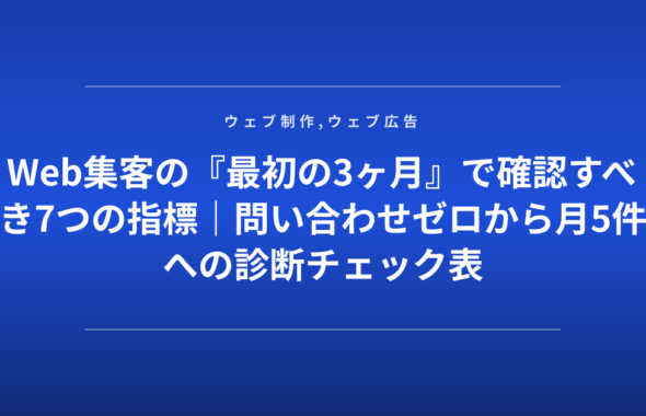 Web集客の『最初の3ヶ月』で確認すべき7つの指標｜問い合わせゼロから月5件への診断チェック表