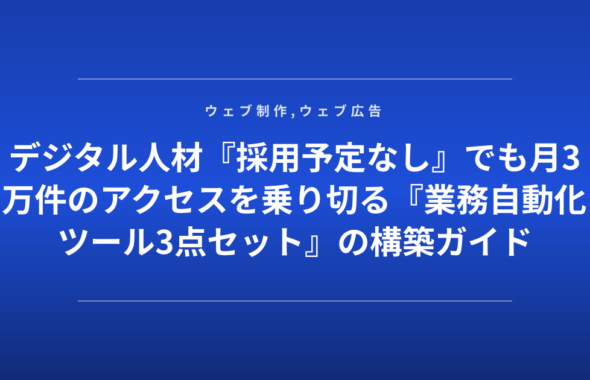 デジタル人材『採用予定なし』でも月3万件のアクセスを乗り切る『業務自動化ツール3点セット』の構築ガイド