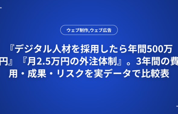 『デジタル人材を採用したら年間500万円』『月2.5万円の外注体制』。3年間の費用・成果・リスクを実データで比較表