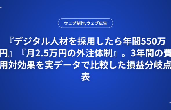 『デジタル人材を採用したら年間550万円』『月2.5万円の外注体制』。3年間の費用対効果を実データで比較した損益分岐点表