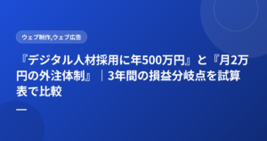 『デジタル人材採用に年500万円』と『月2万円の外注体制』｜3年間の損益分岐点を試算表で比較