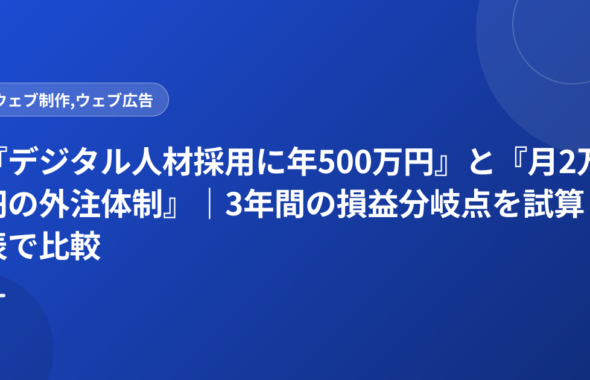 『デジタル人材採用に年500万円』と『月2万円の外注体制』｜3年間の損益分岐点を試算表で比較