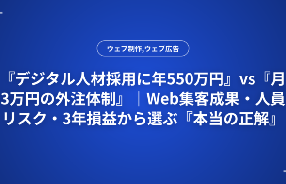 『デジタル人材採用に年550万円』vs『月3万円の外注体制』｜Web集客成果・人員リスク・3年損益から選ぶ『本当の正解』
