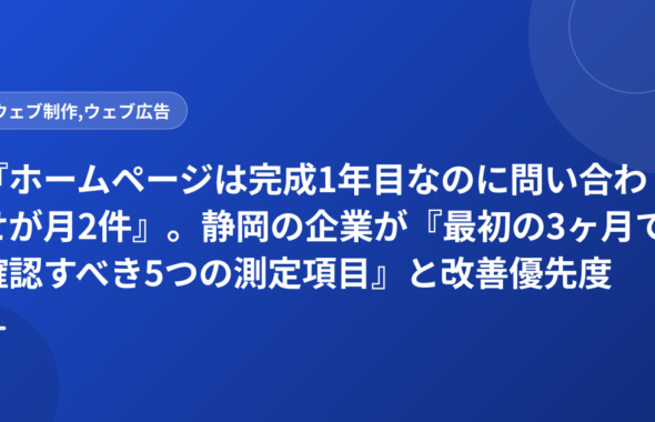 『ホームページは完成1年目なのに問い合わせが月2件』。静岡の企業が『最初の3ヶ月で確認すべき5つの測定項目』と改善優先度を公開