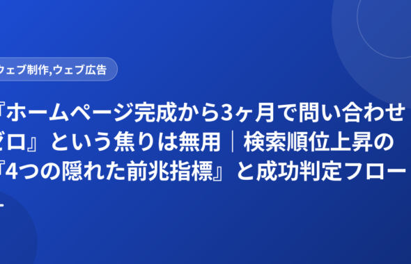 『ホームページ完成から3ヶ月で問い合わせゼロ』という焦りは無用｜検索順位上昇の『4つの隠れた前兆指標』と成功判定フロー