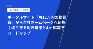 ポータルサイト『月11万円の掲載費』から自社ホームページへ転換|切り替え判断基準と4ヶ月実行ロードマップ
