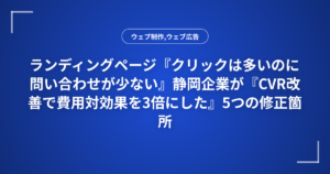 ランディングページ『クリックは多いのに問い合わせが少ない』静岡企業が『CVR改善で費用対効果を3倍にした』5つの修正箇所