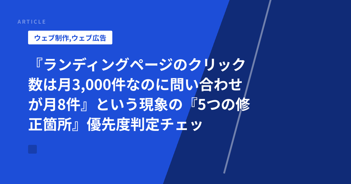 『ランディングページのクリック数は月3,000件なのに問い合わせが月8件』という現象の『5つの修正箇所』優先度判定チェック