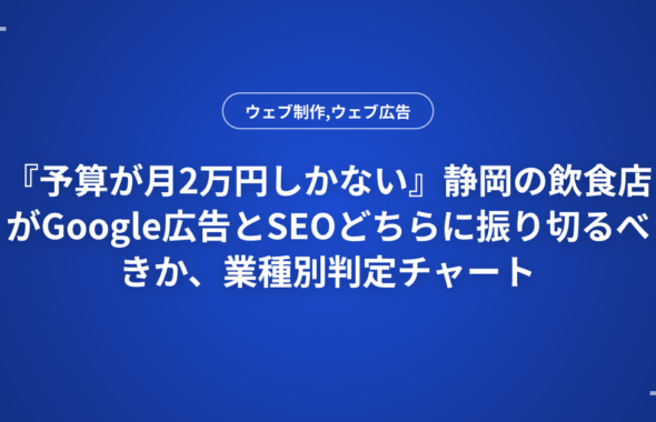 『予算が月2万円しかない』静岡の飲食店がGoogle広告とSEOどちらに振り切るべきか、業種別判定チャート