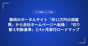 静岡のポータルサイト『月11万円の掲載費』から自社ホームページへ転換|『切り替え判断基準』と4ヶ月実行ロードマップ