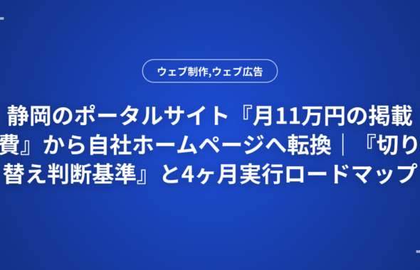 静岡のポータルサイト『月11万円の掲載費』から自社ホームページへ転換｜『切り替え判断基準』と4ヶ月実行ロードマップ