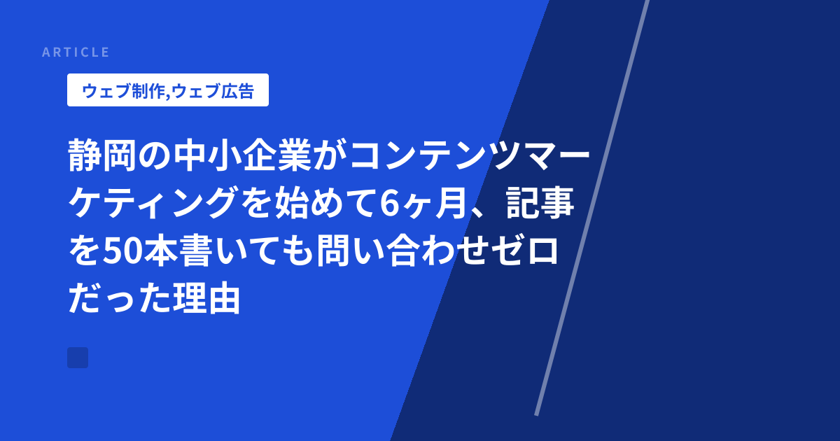静岡の中小企業がコンテンツマーケティングを始めて6ヶ月、記事を50本書いても問い合わせゼロだった理由