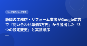 静岡の工務店・リフォーム業者がGoogle広告で『問い合わせ単価3万円』から脱出した『3つの設定変更』と実装順序