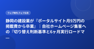 静岡の建設業が『ポータルサイト月9万円の掲載費から卒業』｜自社ホームページ集客への『切り替え判断基準と6ヶ月実行ロードマップ』
