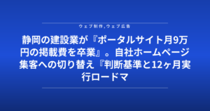 静岡の建設業が『ポータルサイト月9万円の掲載費を卒業』。自社ホームページ集客への切り替え『判断基準と12ヶ月実行ロードマップ』